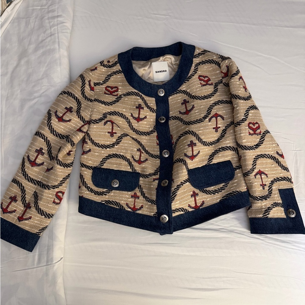 SANDRO
Rosetta Denim-trimmed Jacquard Jacket - Picture 9 of 13